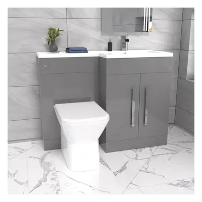 Nes Home Right Hand 1100mm Vanity Basin Unit, WC Unit & Back To Wall Toilet