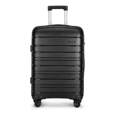 (Black, inch) 20/24/28In Multi Texture Hard Shell PP Suitcase Set