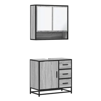 (grey sonoma) vidaXL Piece Bathroom Furniture Set Black Engineered Wood bathroom cabinet