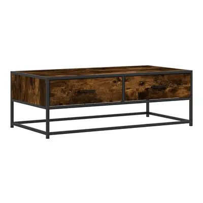 (smoked oak) vidaXL Coffee Table End Table Side Table Brown Oak Engineered Wood and Metal