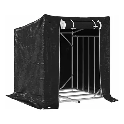 (101 x x 110.5 cm) vidaxL Firewood Rack with Rain Cover 100.5x100.5x110.5 cm Galvanised Steel