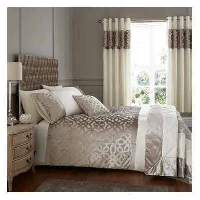 Catherine Lansfield Lattice Cut Velvet King Duvet Set Natural