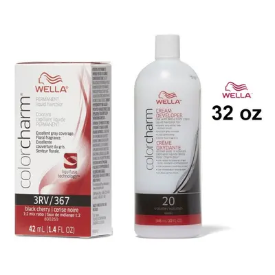 (3RV+ Developer (Vol. 20) 32oz) 3RV Black Cherry Wella Color Charm Permanent Haircolor