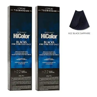 (H22 - (2pks)) L'Oreal HiColor H22 Black Sapphire BLACKS For Dark Hair Only