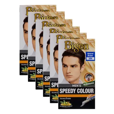 (Pack of 6) Bigen Men's Speedy Colour Natural Brown - Easy & Speedy Application with Applicator 