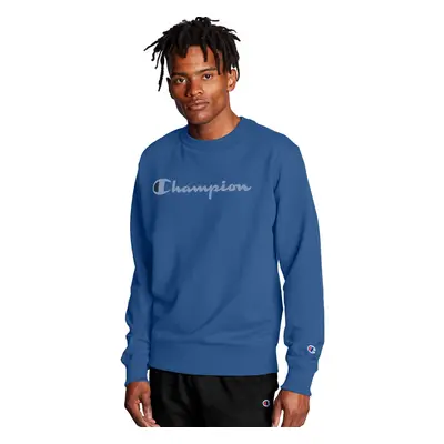 Champion Mens Powerblend Fleece Crew Shield Blue