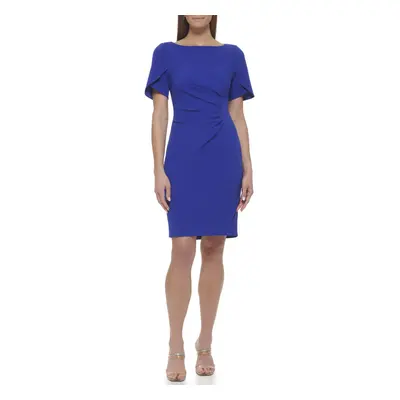 DKNY Women's Jewel Neck Scuba Crepe Tulip Sleeve Dress IRIS