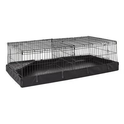 Amazon Basics Leakproof Canvas Bottom Guinea Pig Pet Cage with Divider Set Black 47.6""L x 24.2"