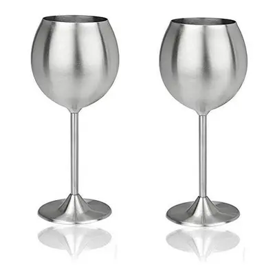 (Stemmed, Set of Two) Wine Glasses Stainless Steel Wine Glasses Goblets Champagne Bar Party Banq