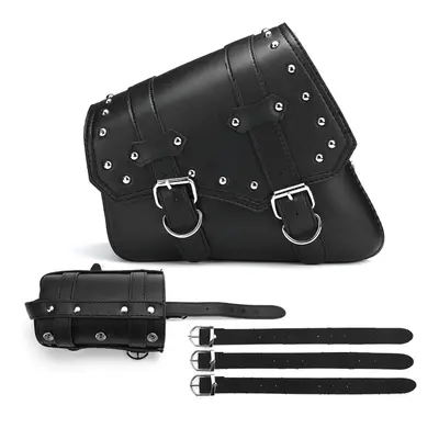 (Left) Left/Right Side Universal Motorcycle Saddlebag Storage Tool Bag W/ Bottle Holder