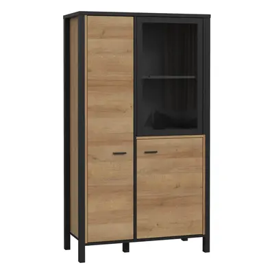 High Rock Small Display Cabinet in Matt Black/Riviera Oak