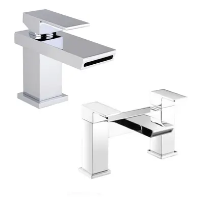 SATURN WATERFALL TAP SET - BASIN MONO & BATH FILLER MIXER