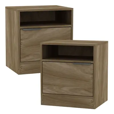 (Oak, 2) 1-Door Bedside Table Cabinet Nightstand Storage Shelf Unit Bedroom Furniture