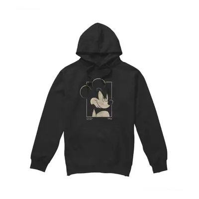 (L, Black) Disney Mens Mickey Mouse Portrait Hoodie