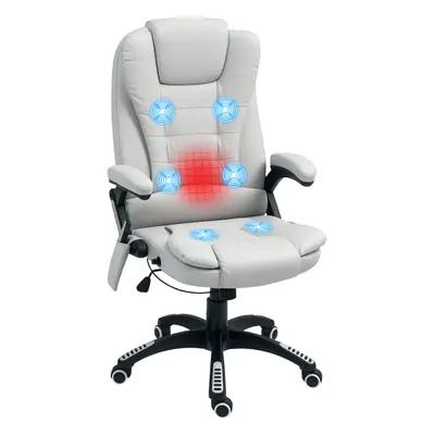 HOMCOM Heated Vibrating Massage Chair with Reclining Function, Light Grey