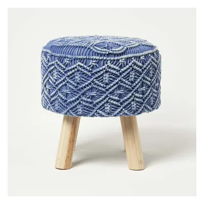 (Blue) Willow Macrame Teal Green Footstool