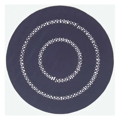 (120 cm Round, Navy) Crochet Braided Rug Round