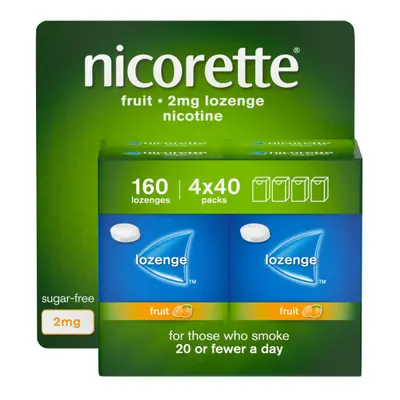 (2mg, Lozenges) Nicorette Fruity Lozenge Smoking Aid Pocket Sized Pack Fast Relief