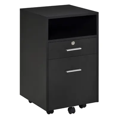 Vinsetto Mobile File Cabinet Lockable Documents Storage w/ Wheels Black