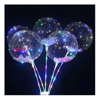 (Color Badcolor Lantern Bobby Ball) ï¼30 balloonsï¼ Light Air Balloon Feather Band Lights Tran