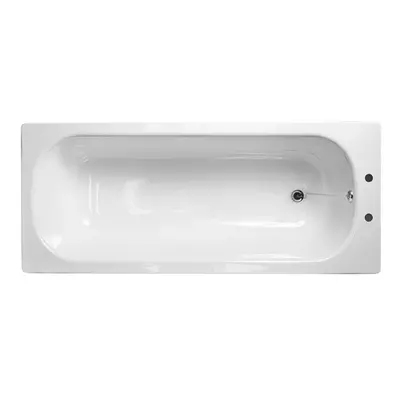 Nes Home Premium x 700mm Steel Enamel Bath, Tap Holes, Waste & Overflow