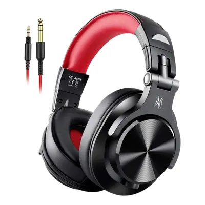 (Red) Oneodio Wired Over Ear Headphone With Mic Studio DJ Headphones Professional