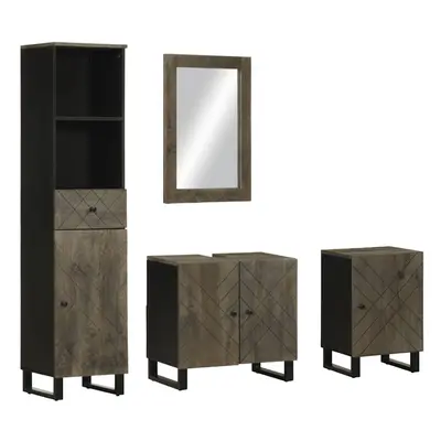 vidaXL Piece Bathroom Furniture Set Black Solid Wood Mango bathroom cabinet