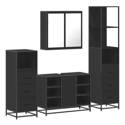 (black) vidaXL 4ÃÂ Piece Bathroom Furniture SetÃÂ Sonoma Oak Engineered Wood