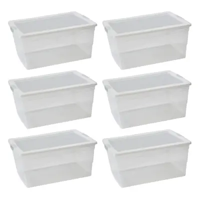 (6) Large Underbed Storage Boxes Stackable BPA FREE Plastic Container Kitchen Garage