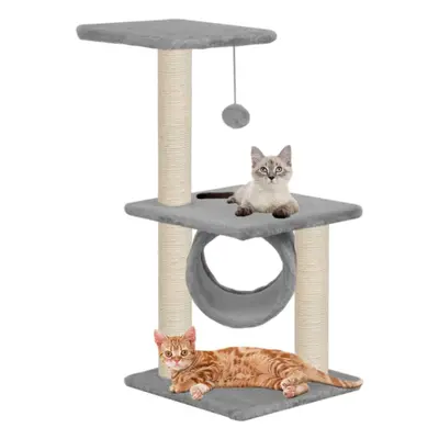 vidaXLCat Tree with Sisal Scratching Posts 65cm Grey Kitten Play Centre Bed