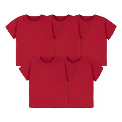 gerber Baby Toddler 5-Pack Solid Short Sleeve T-Shirts Jersey gSM, Red, Months