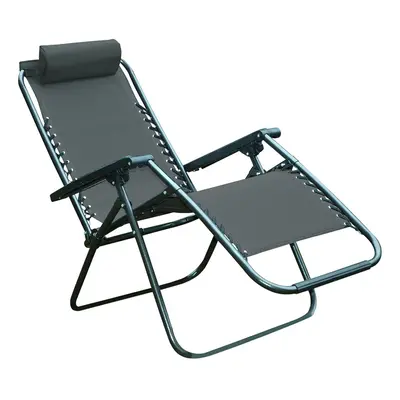 (Grey) Folding Garden Chair Patio Furniture Textoline Zero Gravity Recliner Sun Lounger