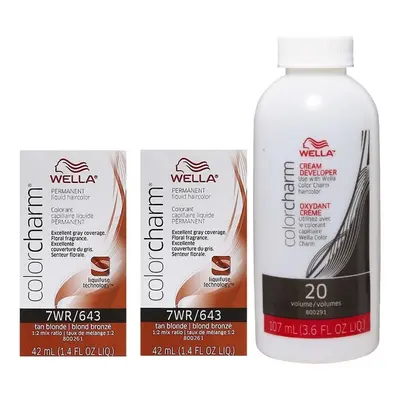 (7WR + 7WR +Developer (Vol. 20) 3.6oz) 7WR Tan Blonde Wella Color Charm Permanent Haircolor