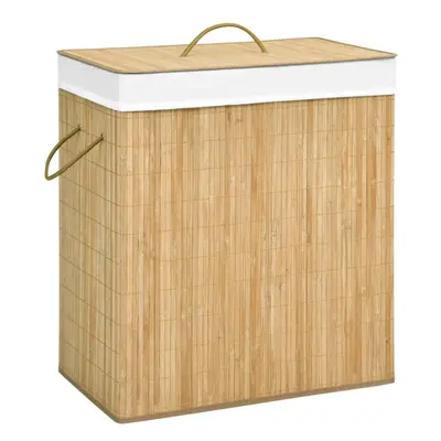 vidaXL Bamboo Laundry Basket 100L Washing Clothes Hamper Storage Bin Organiser