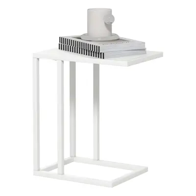 HOMCOM C Shape Side Table w/ Wood-Effect Top, White