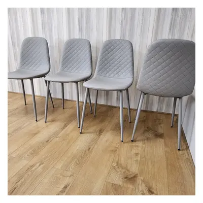 Dining Chairs Set Of Faux Leather Padded Grey Kitchen Dining Room