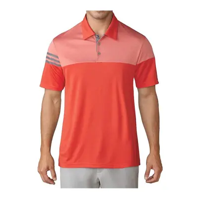 adidas Men's Golf 3-Stripes Heather Block Polo Shirt Blaze Orange XX