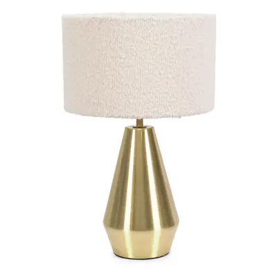 ValueLights Jax Brass Dimmable Touch Table Lamp with Boucle Shade