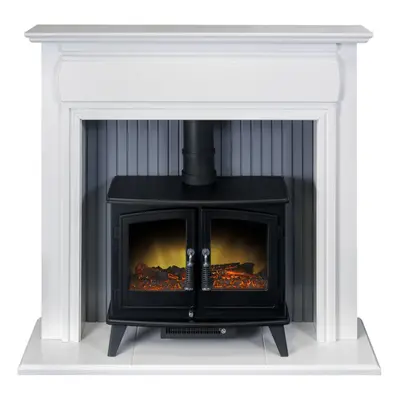 Adam Florence Stove Suite Pure White + Woodhouse Electric Stove Black, 48"