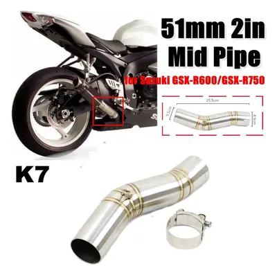 (K7) 51mm Mid Exhaust Link Middle Connect Muffler Pipe Stainless Steel For Suzuki GSX R600 R750 