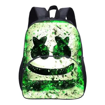 (Green) DJ Marshmello School Bags for Boys Customized Teenagers Children's Backpack