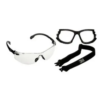 3M 247-S1501SGAF-KT Series Black Temples Anti-Fog Coating AF-AS Lens with Foam Strap, Clear