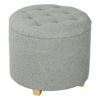 HOMCOM 45cm Round Ottoman with Storage, Lid, Cashmere Footstool, Dark Grey