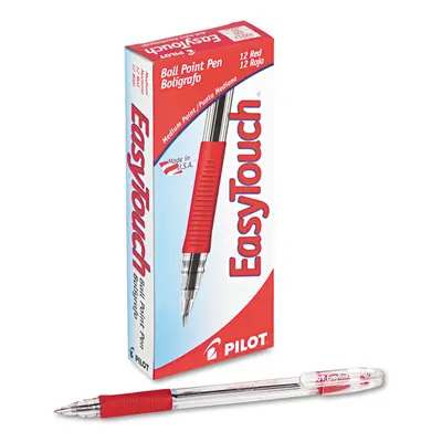 Pilot EasyTouch Ball Point Stick Pen Red Ink 1mm Dozen