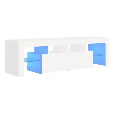 vidaXL TV Cabinet with LED Lights White HiFi Stand Desk TV Unit Hifi Cabinet