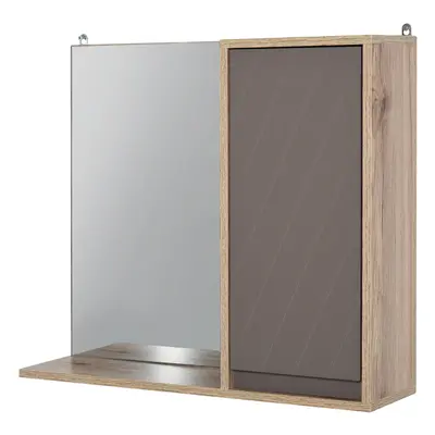 HOMCOM 49x57cm Wall Mounting Bathroom Cabinet & Mirror Shelf Door Home Storage