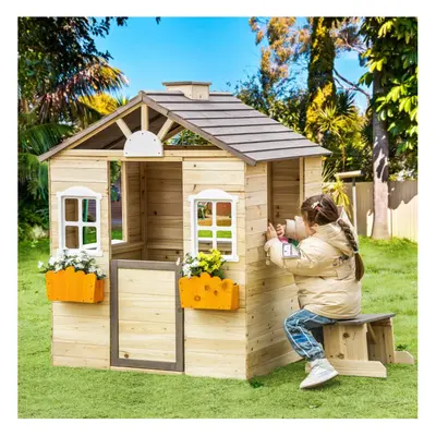 Wooden Kids Playhouse Outdoor Children Playcentre Garden Cottage Wendy House