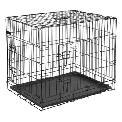 @Pet Dog Transport Crate Metal 92.5x57.5x64 cm Black Pet Dog Carrier Bag