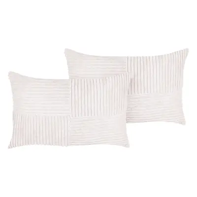 Set of Cushions MILLET Corduroy x cm Off-White Geometric Pattern