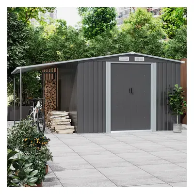 (8FT x 10FT) Metal Garden Shed Storage Shed House with Extended Roof